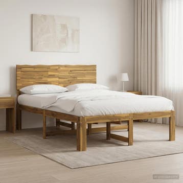 vidaXL Tweepersoonsbed met hoofdeinde ROSTOCK Wit 160 x 200, Huis en Inrichting, Verzenden, Wit, Hout, Nieuw
