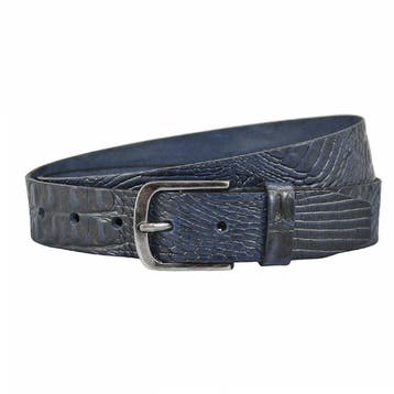Landley Leren Volnerf Unisex Kroko Riem - 4 cm - Blauw - 115, Kleding | Dames, Verzenden, Nieuw, 100 cm of meer, 3 tot 5 cm