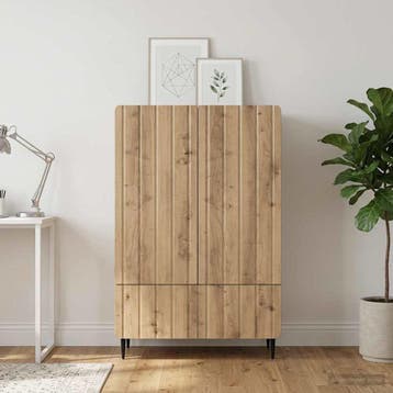 vidaXL Dressoir Artisanaal eiken 66 x 34,5 x 97 cm Bewerkt, Verzenden, Nieuw, Overige houtsoorten, Minder dan 50 cm