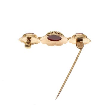 Vintage gouden broche met carneool, Gebruikt, Ophalen of Verzenden, Met edelsteen, Goud