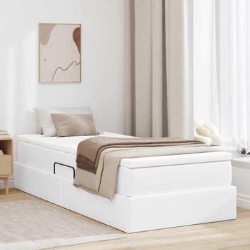 vidaXL Opslag bed met matras met matras Wit 90 x 190 cm Nep, Verzenden, Nieuw, Wit, Overige materialen
