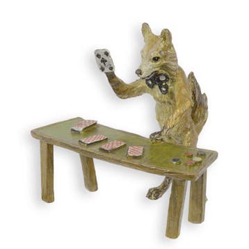 A BRONZE SCULPTURE OF A FOX PLAYING CARDS (Interieur), Verzenden, Nieuw