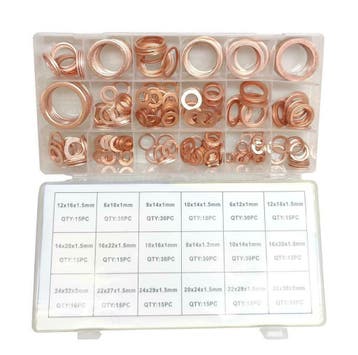 Koperringen set 350-delig | 18 maten | afdichtringen, Ophalen of Verzenden, Nieuw, Minder dan 50 mm, Overige typen