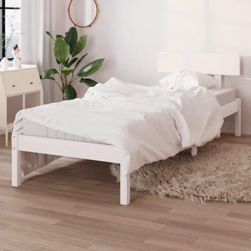 vidaXL Bedframe massief hout wit 75x190 cm, Eenpersoons, Verzenden, Wit, Nieuw