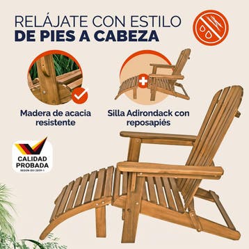 Ligbed Adirondack acaciahout incl voetensteun, Verzenden, Nieuw
