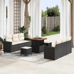 vidaXL Tuin Sofa Set 9 pcs Zwart poly rattan, Verzenden, Nieuw, Rotan, Meer dan 8 zitplaatsen