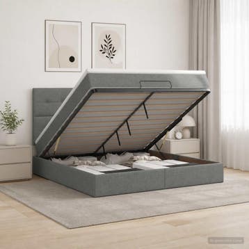 vidaXL Ottoman bed met matras Donkergrijs 180 x 200 cm Stof, Verzenden, Nieuw, Tweepersoons