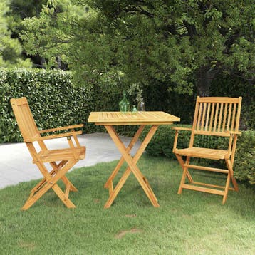 vidaXL 3-delige Tuinset inklapbaar massief acaciahout, Verzenden, Nieuw, Hardhout, Tuinset