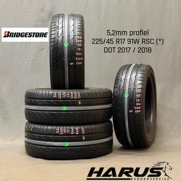 225/45/17 91W RSC (*) Bridgestone zomerbanden 5,2mm profiel, Auto-onderdelen, Banden en Velgen, Gebruikt, 17 inch, Ophalen of Verzenden