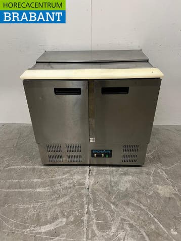 RVS Polar Saladette Koelwerkbank 2 Deuren 90 cm 230V Horeca, Ophalen of Verzenden, Gebruikt