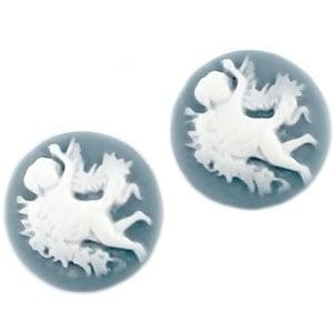 2 x Camee rond 20 mm Vintage blue / wit 20mm, Ophalen of Verzenden, Nieuw, Overige typen