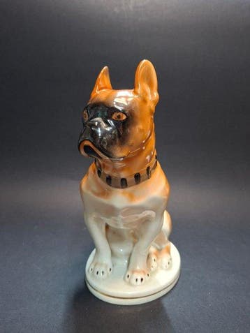 Figuur - Statuetta in porcellana Cane Boxer / Bulldog -