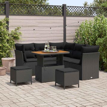 vidaXL Tuin Sofa Set 8 st 5-Aantal zitplaatsen Zwart poly, Verzenden, Nieuw, 8 zitplaatsen