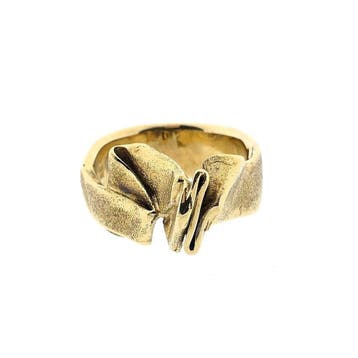 Gouden ring met organisch ontwerp, 18 tot 19, Gebruikt, Ophalen of Verzenden, Dame