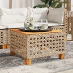 vidaXL Tuintafel 55x55x36 cm poly rattan en acaciahout beige, Tuin en Terras, Tuintafels, Verzenden, Nieuw