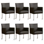 Set van 6 Leren eetkamerstoelen More - Toledo Antracite, Huis en Inrichting, Stoelen, Ophalen of Verzenden, Nieuw, Leer