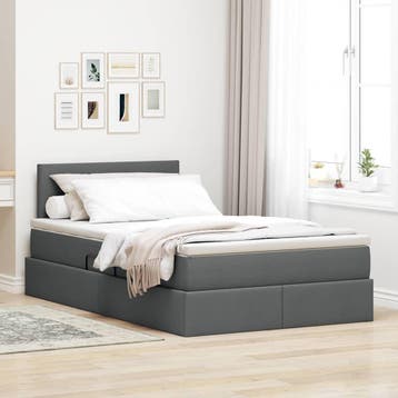 vidaXL Opbergbed met matras Donkergrijs 120 x 200 cm fluweel, Verzenden, Nieuw, Twijfelaar, Grijs