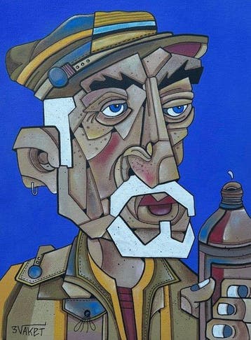 Aket Kubic (1989) - Le Buveur, 50x40CM