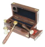 Sextant - Messing, Hout - Siegel Set in exklusiver Holzbox