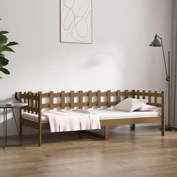 vidaXL Slaapbank 90x200 cm massief grenenhout honingbruin, 90 cm, Eenpersoons, Bruin, Verzenden
