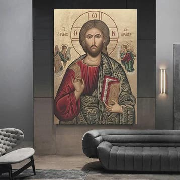 Byzantijnse Wanddecoratie: Jezus op de Troon van de Almachti, Verzenden, Nieuw