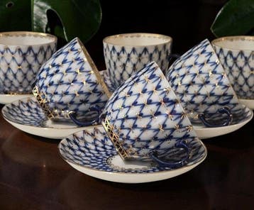 Lomonosov Imperial Porcelain Factory - Koffieservies voor 6