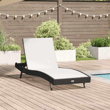 vidaXL Ligstoel Zwart en Wit 197 x 70 x 82 cm poly rattan, Tuin en Terras, Verzenden, Nieuw