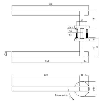 Intersteel Deurkruk Shiraat 250mm op rozet éénzijdig verdekt, Verzenden, Nieuw