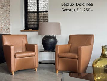 Als nieuw: Leolux / Évidence Dolcinea lederen fauteuils (SeT, Verzenden, Leolux , Leer, Zo goed als nieuw