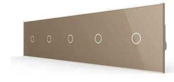 Livolo Touch Schakelaar 5-voudig | Smart Lichtknop | Goud |, Ophalen of Verzenden, Nieuw, Schakelaar