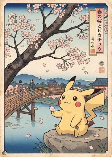 Kleury.art - [XL MATTE PAPER] Pikachus Spring Blossom by, Nieuw