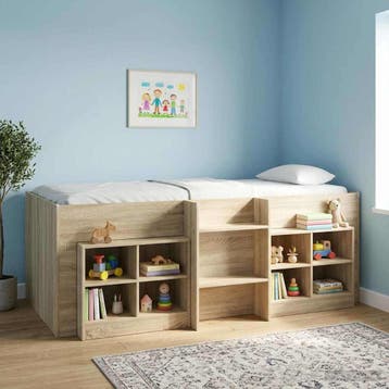 vidaXL Kinder Hoogslaper Sonoma Eiken 80 x 200 cm Bewerkt, Eenpersoons, Bruin, Verzenden, Nieuw