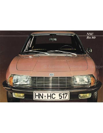 1967 NSU RO 80 BROCHURE NEDERLANDS, Nieuw, Author
