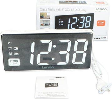 Lenco CR-30WH - Wekkerradio met groot 3” LED Display - Wit, Verzenden, Nieuw