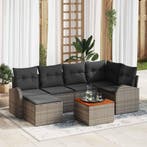 vidaXL Tuinbankenset met opslag 7 pcs Grijs poly rattan, Verzenden, Nieuw, Rotan, 7 zitplaatsen