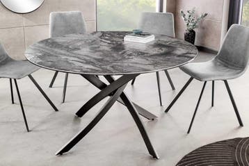 Ronde eettafel ALPINE 120cm taupe keramiek zwart metalen, Ophalen of Verzenden, Nieuw