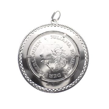 Zilveren hanger met 10 gulden munt; Juliana 1970, Ophalen of Verzenden, Gebruikt, Zilver, Overige merken