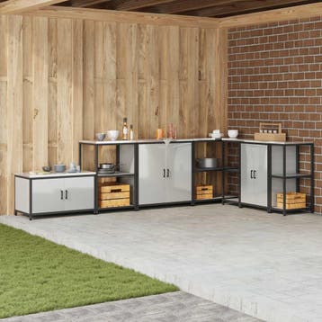 vidaXL Keukenopslag Kast HATTEM Zilverkleurig 90 x 50 x 53, Verzenden, Nieuw, Zilver