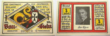 1 Mark ohne Jahr duitse Serienscheine Marienburg, 1918-1922, Verzenden