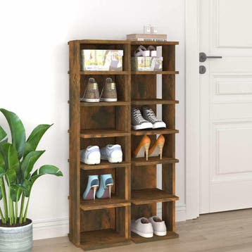 vidaXL Schoenenrekken 2 st 27,5x27x102 cm bewerkt hout, Huis en Inrichting, Kasten | Schoenenrekken, Verzenden, Nieuw