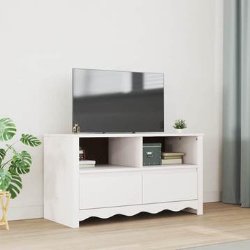 vidaXL TV-kast met lade Drammen Wit 99 x 43 x 55 cm Massief, Minder dan 50 cm, Verzenden, Nieuw, Minder dan 100 cm