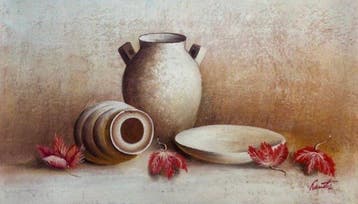 Rossitez (XX) - Large Modernist Still Life with Ceramic