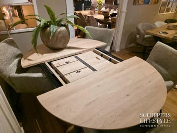 Ronde uitschuifbare eettafel Britt (eiken - 120 t/m 140 cm), Nieuw
