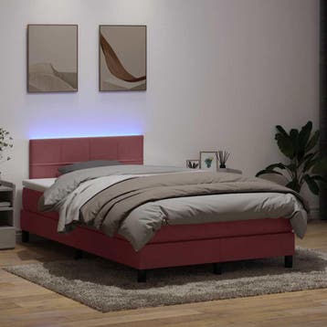 vidaXL Boxspring met matras en LED fluweel roze 120x220 cm, Verzenden, Nieuw, Stof