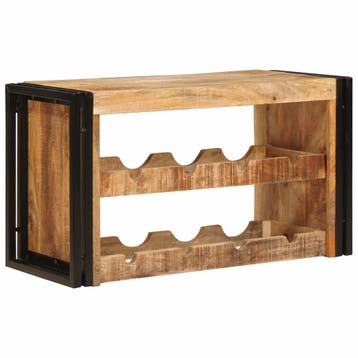 vidaXL Wijnrek Bruin 80 x 45 x 33 cm Massief Ruw Mango Hout, Verzenden, Nieuw