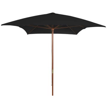 vidaXL Parasol met houten paal 200x300 cm zwart, Verzenden, Nieuw, 2 tot 3 meter