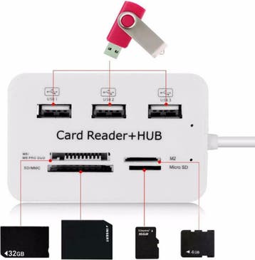 USB Hub 3 Poorten Splitter & Geheugenkaartlezer, Ophalen of Verzenden, Nieuw, Compudata