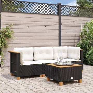 vidaXL Tuinbank 3-zits met kussens poly rattan zwart, Verzenden, Nieuw