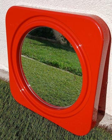 Wandspiegel - Plastic - Vintage rode spiegel