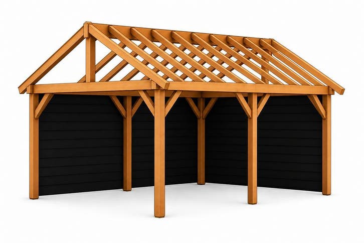 Douglas overkapping 3,5 × 5 meter met zadeldak en rabat, Tuin en Terras, Overkappingen, Nieuw, Ophalen
